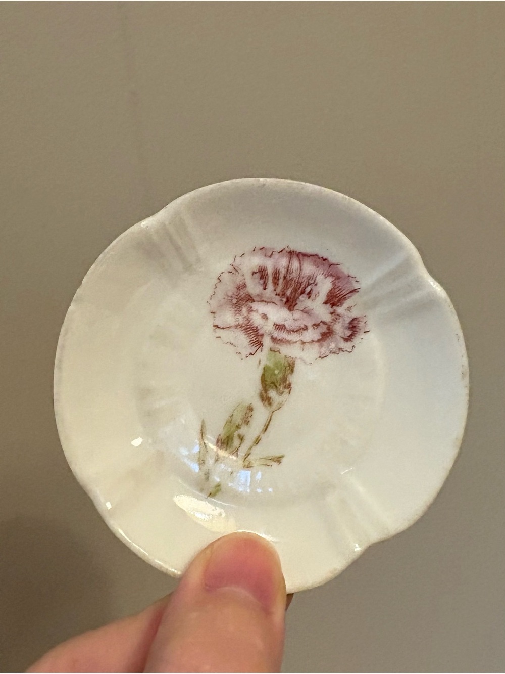 Butter Pat with Pink Carnation - Picture 2 of 7